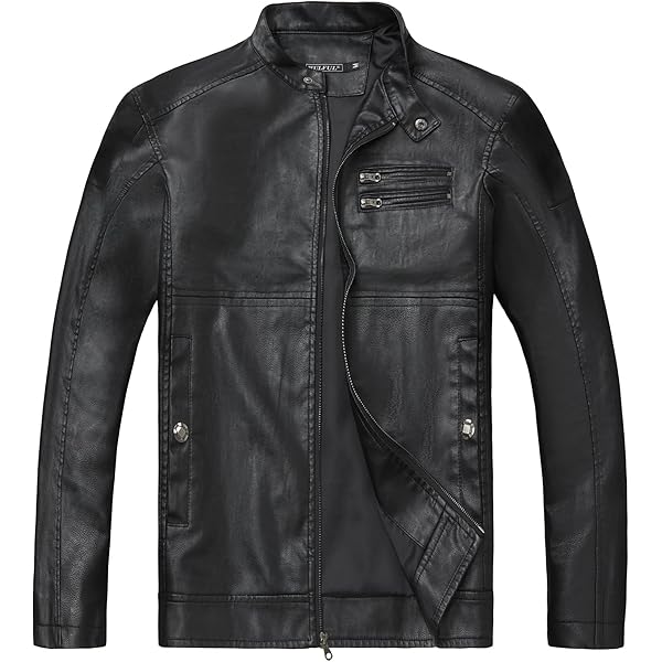 Youhan Men's Casual Zip Up Slim Bomber Faux Leather Jacket (Small